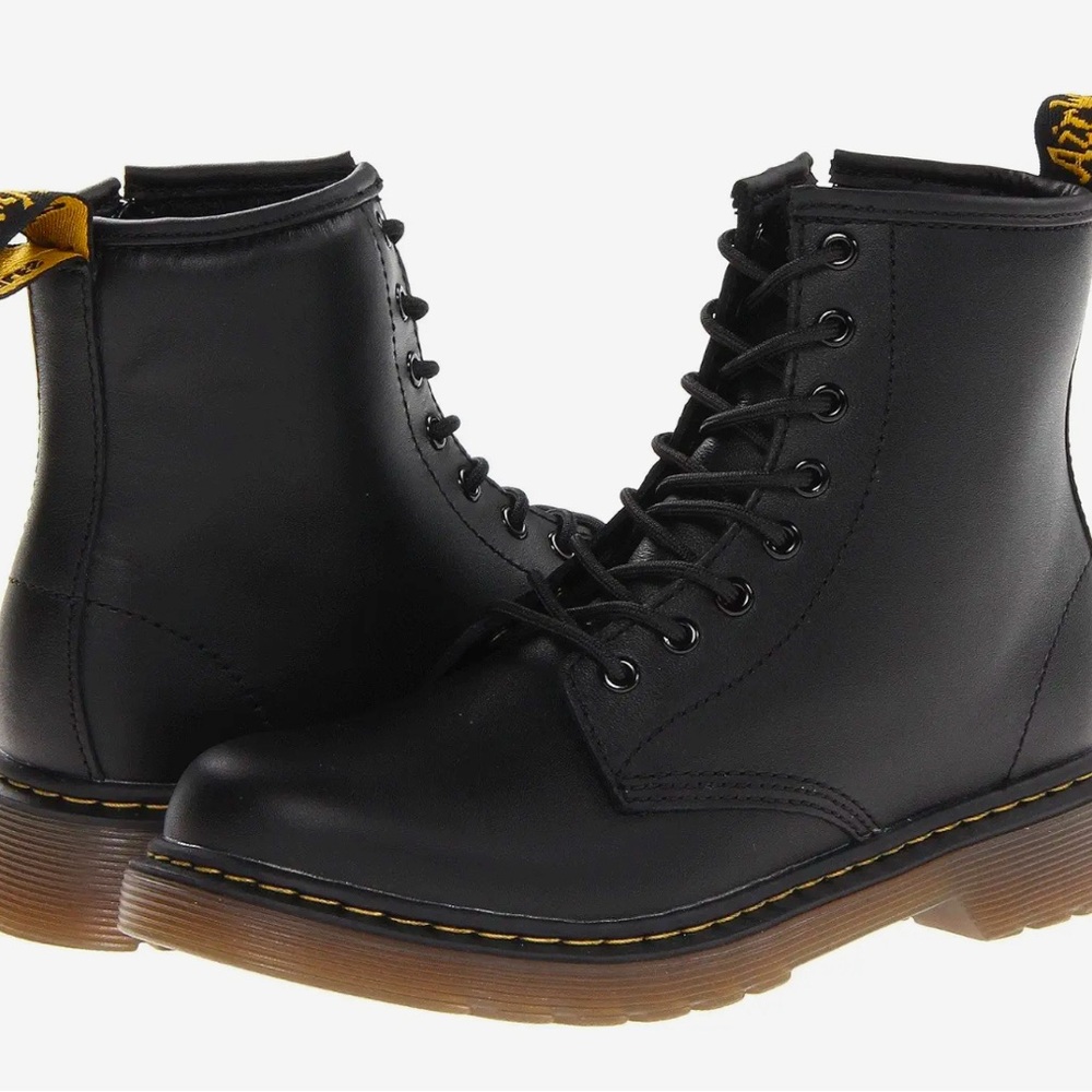 Black leather dr martens big kid size 5